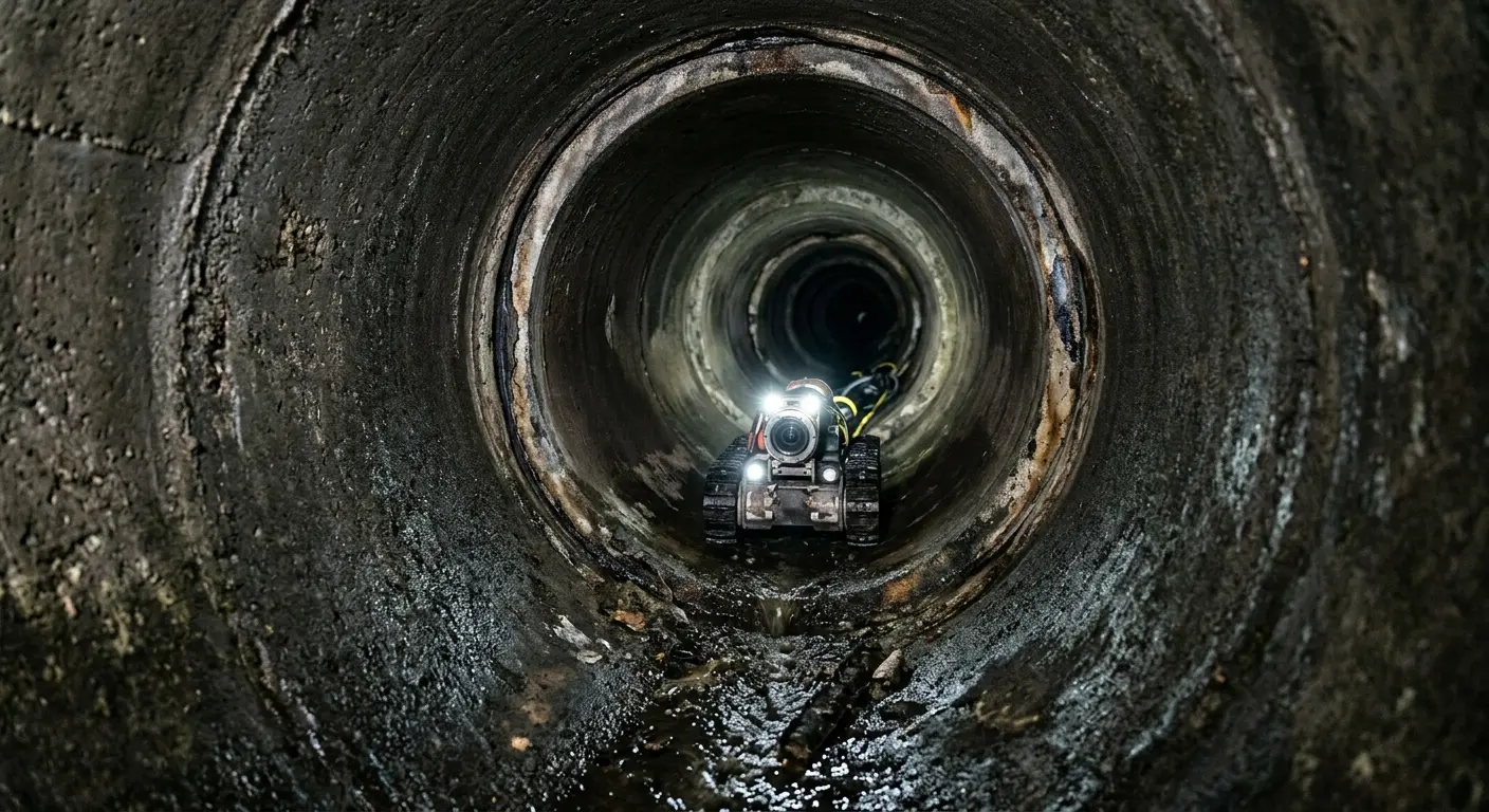 Robotic sewer camera inspecting pipe interior for Sewer Line Repair in Winter Beach